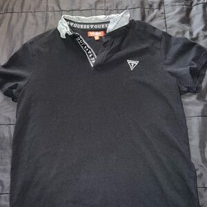 Guess Black Polo Shirt with Contrast Collar